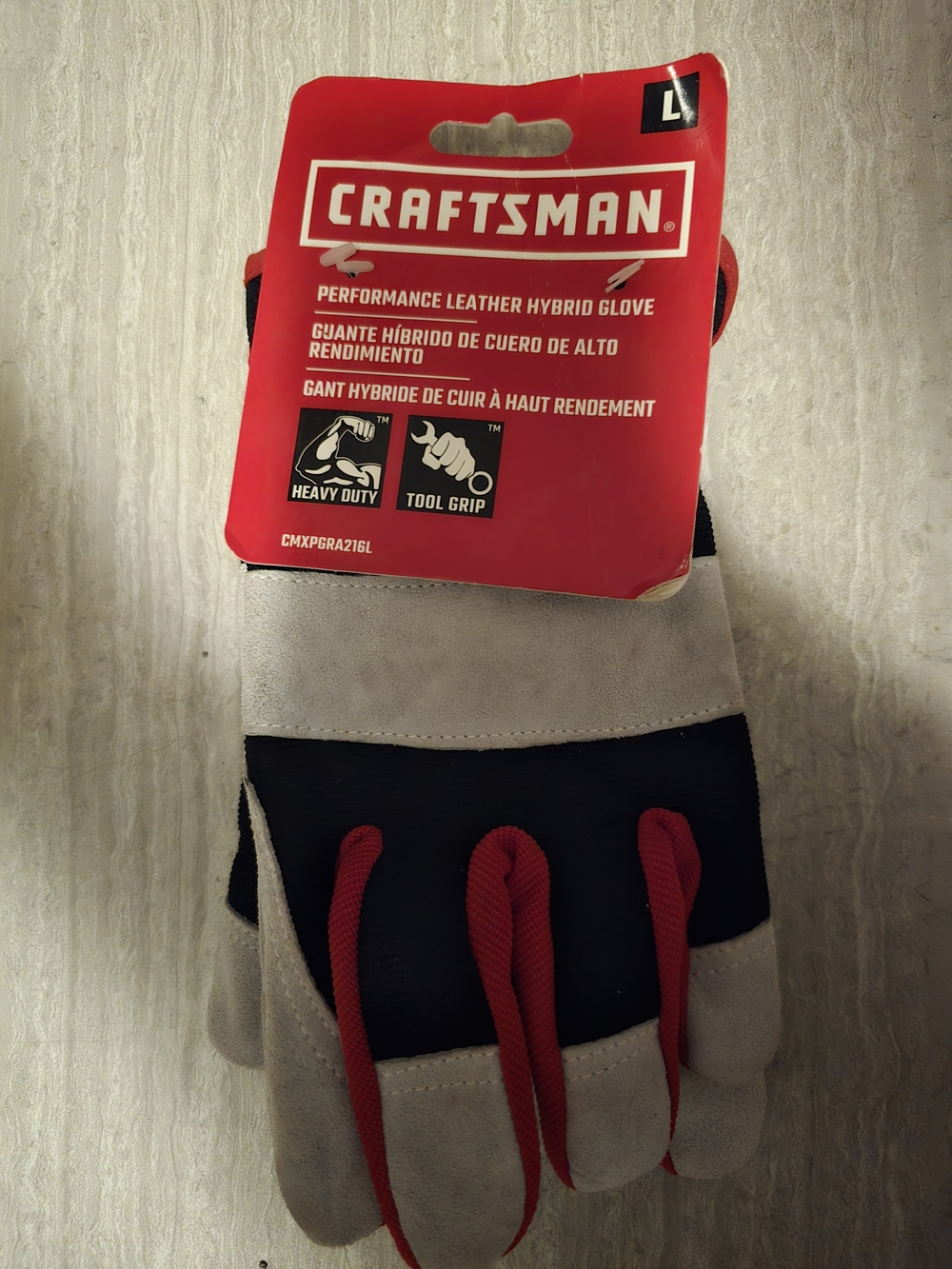 Craftsman Performance Leather Hybrid Work Gloves - Gray, Black & Red (L)
